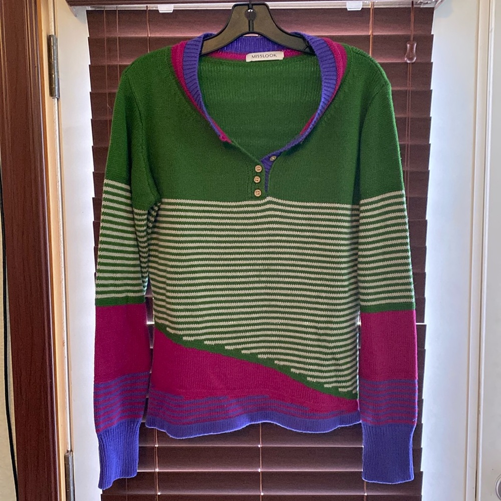 Striped Knit Sweater Colorblock MISSLOOK
